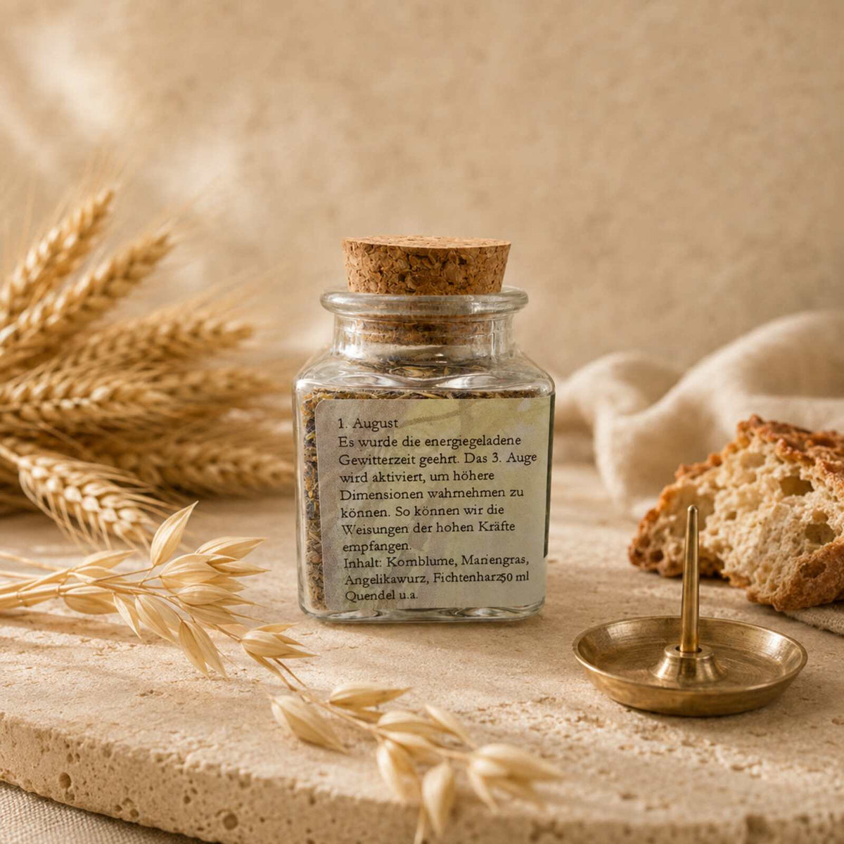 Lughnasadh Räucherung im Glas mit Korkdeckel