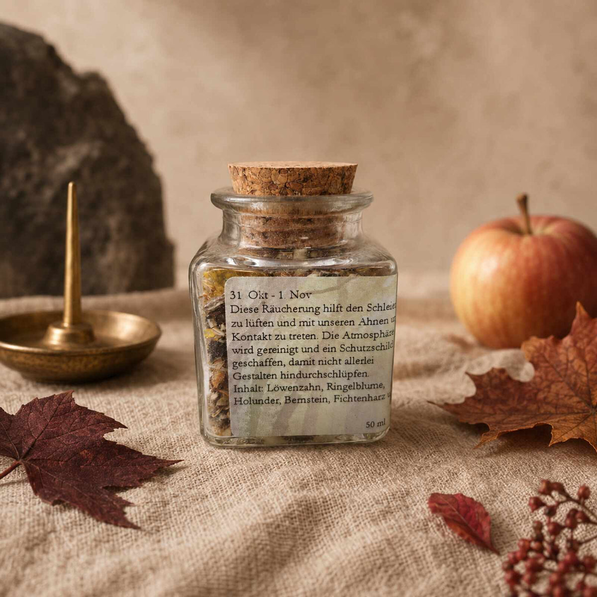 Samhain Räucherung im Glas mit Korkdeckel