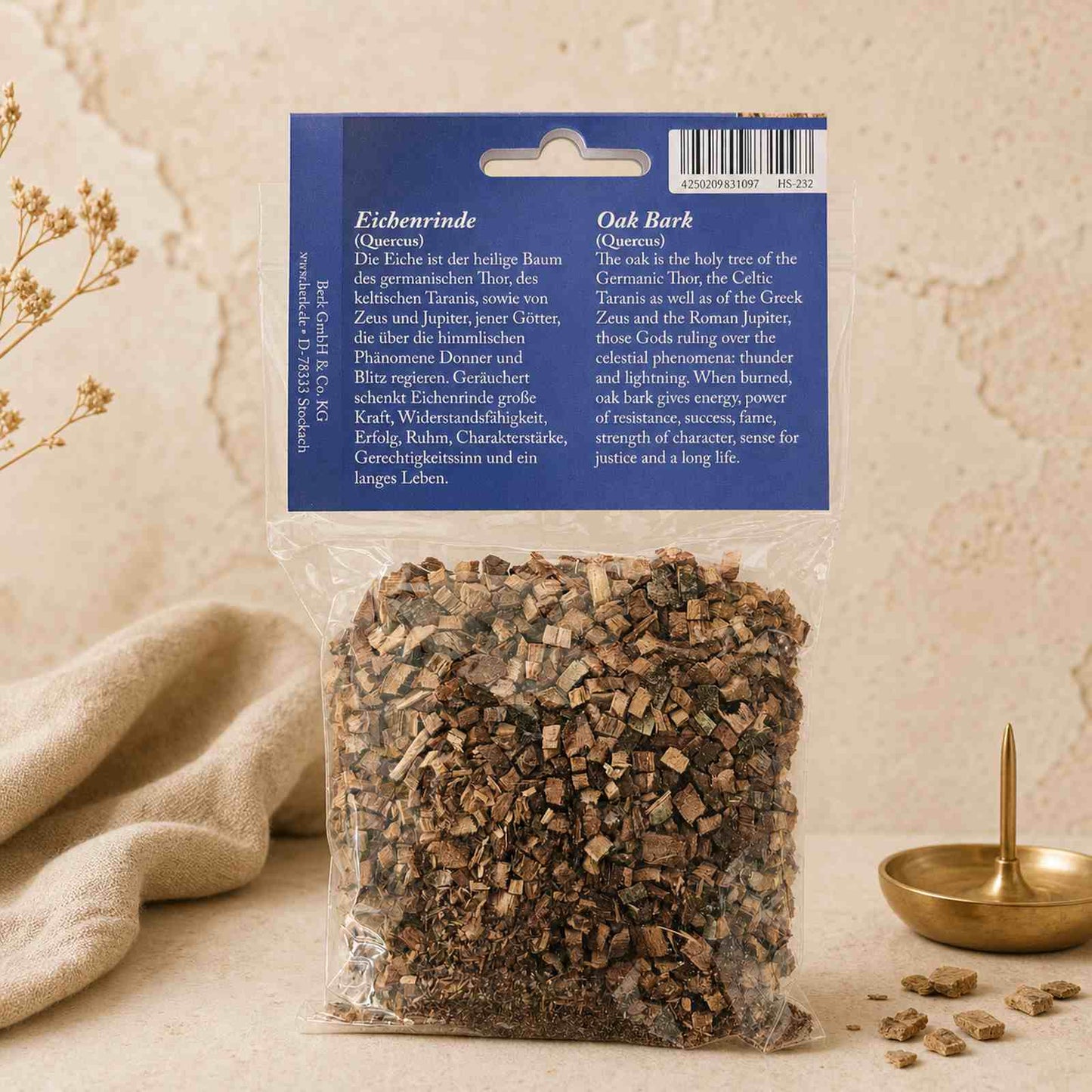 Eichenrinde Räucherwerk – Detailansicht der getrockneten Rinde