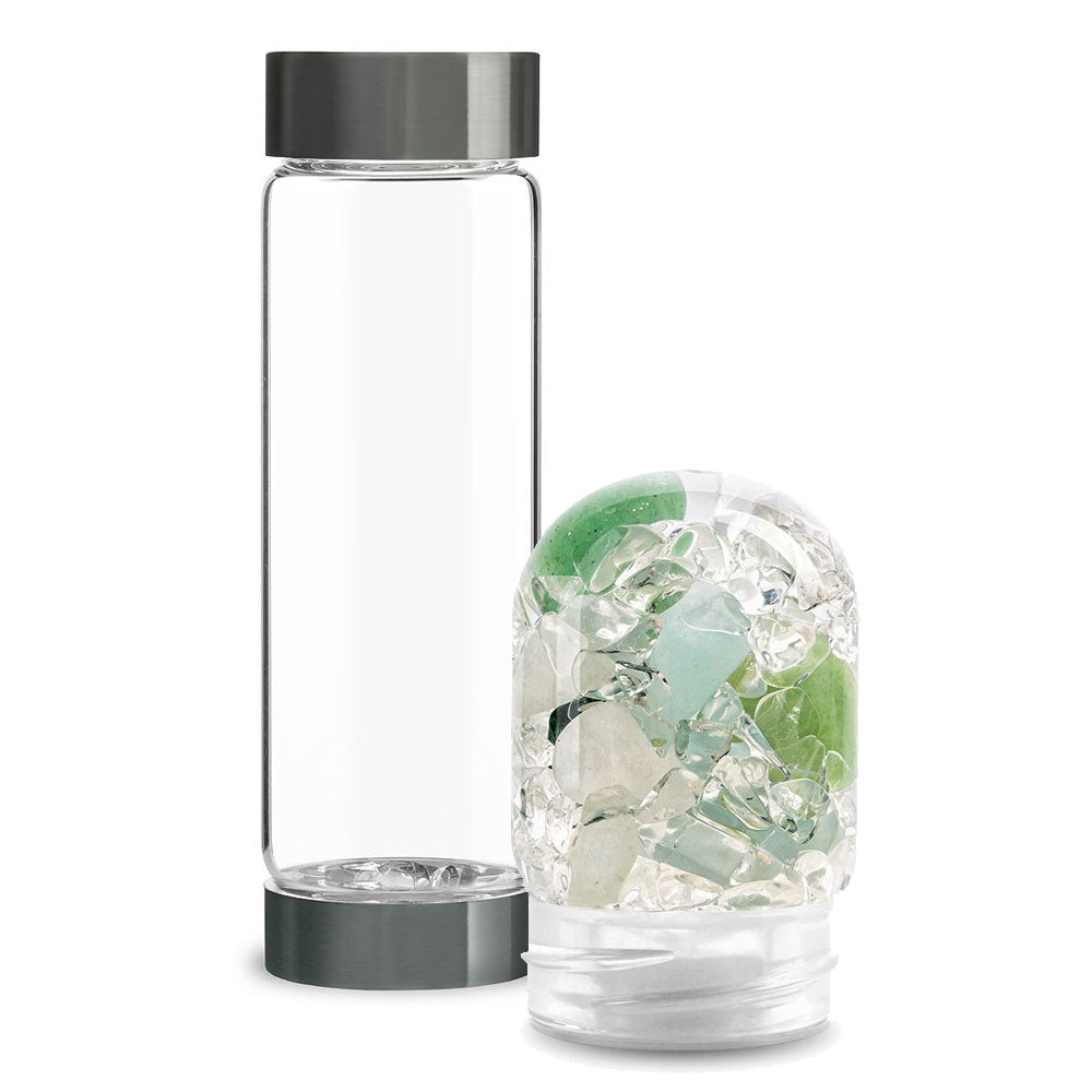 ViA Glasflasche mit Flow Edelsteinmodul