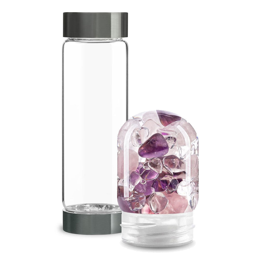 ViA Glasflasche mit Wellness Edelsteinmodul
